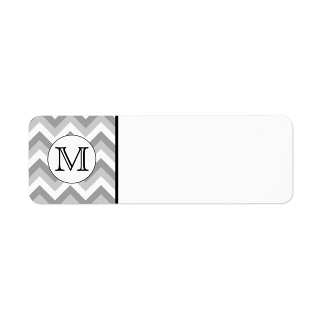 Din Brev. Grått Zigzag Mönster Monogram Returadress Etikett (Framsidan)