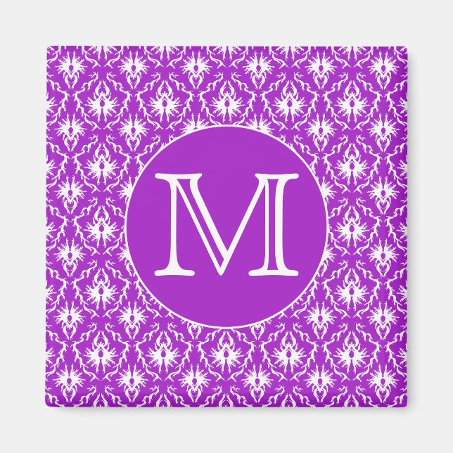 Din Brev. Mönster för lila och vita skador. Magnet (Framsidan)