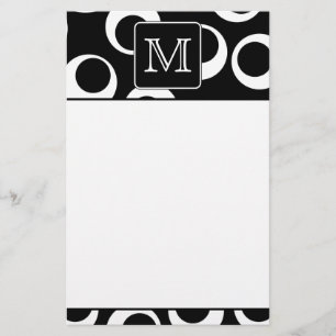 Din Brev. Svartvitt Monogram. Roligt Mönster Brevpapper