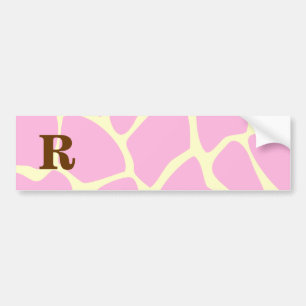 Din brevanpassningsbarMonogram. Rosa girafftryck Bildekal