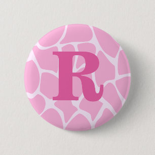 Din brevMonogram. Anpassningsbar. Rosa Knapp