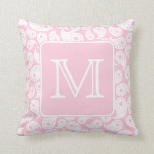 Din brevMonogram. Rosa Paisley modell Kudde