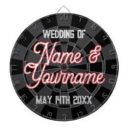 Din Bröllop Namn och datum på Grått av svart kol Darttavla