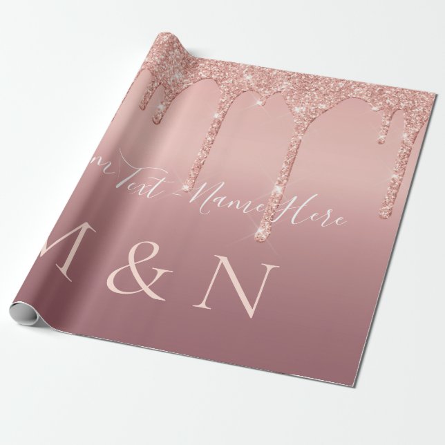 Din Bröllop-text Ro Guld  Gnistra Glitter Presentpapper (Utrullad)