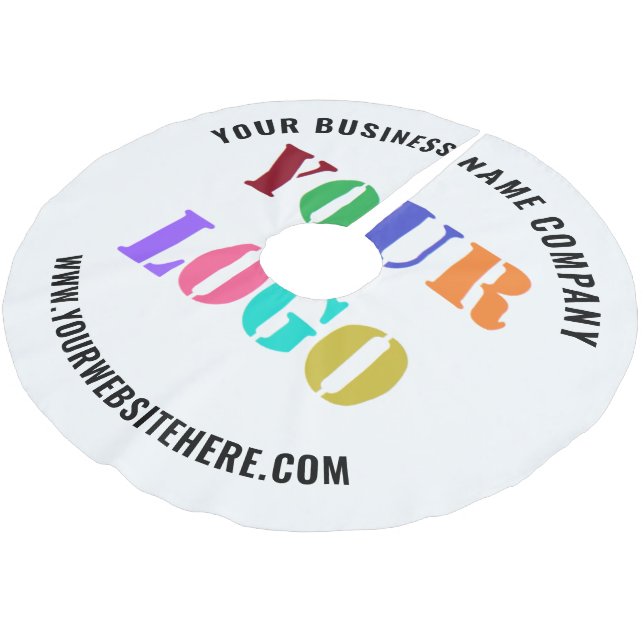 Din Business Logotyp och Text Julgran Skirt Julgransmatta Borstad Polyester (Vinklad)