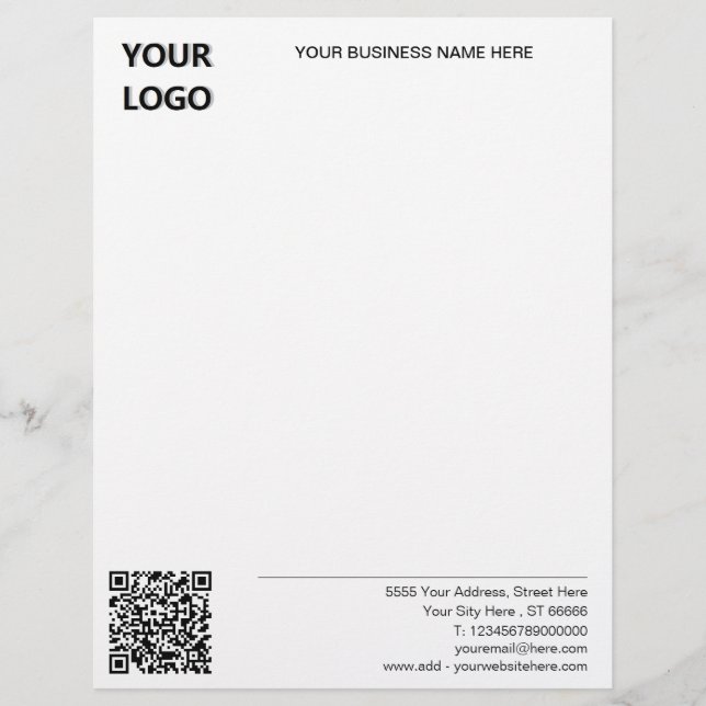 Din Business Logotyp QR-kod Namn Adress Letterhead Brevhuvud (Framsida)