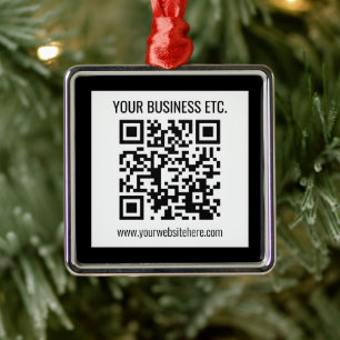 Din Business Namn och redigerbar QR-kod Julgransprydnad Metall