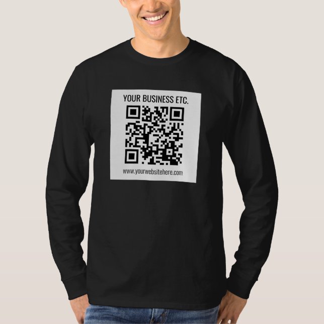 Din Business Namn och redigerbar QR-kod T Shirt (Framsida)
