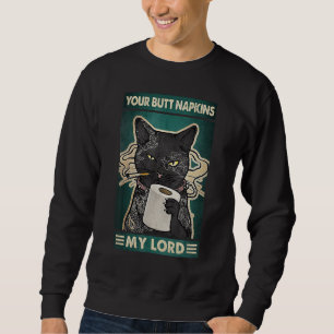 Din Butt Napkins min Lord Black Cat Tattoos Artis Lång Ärmad Tröja
