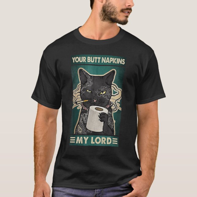 Din Butt Napkins min Lord Black Cat Tattoos Artis T Shirt (Framsida)