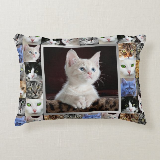 Din Cats Photo Anpassningsbar Collage Pillow Prydnadskudde (Framsidan)