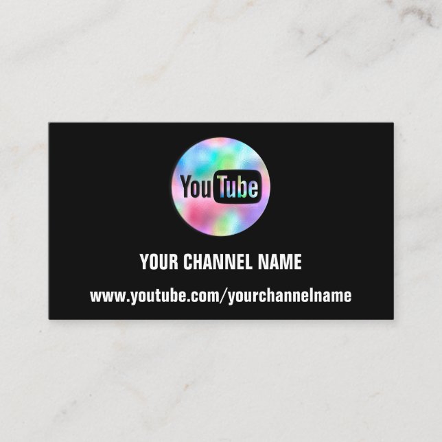 DIN CHANNEL NAMN YOUTUBER SUSCRIBE LOGOTYP QR BLAC VISITKORT (Framsida)
