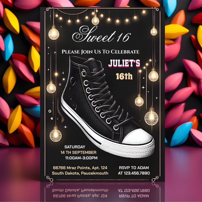 Din Chic Girl Sweet 16 Sneaker Boll 16:e födelseda Inbjudningar (Skapare uppladdad)