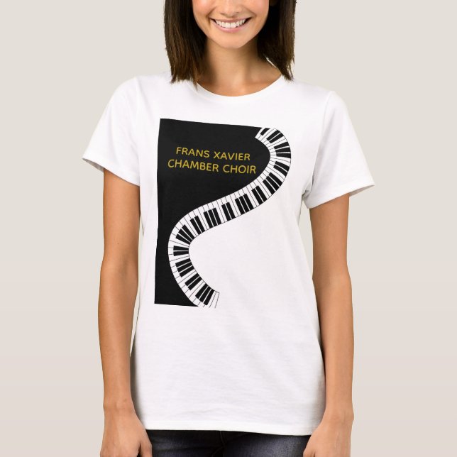 Din Choir Namn Piano Tangentbord Musical Shirt T (Framsida)