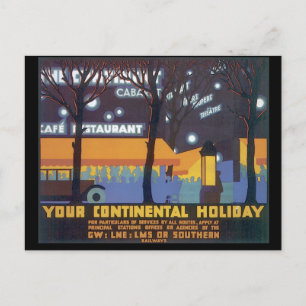Din Continental Helgdag_Vintage resor Poster Helg Vykort