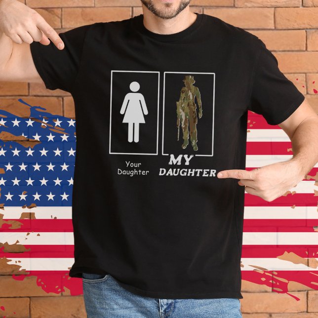 Din dotter min dotter, min dotter, noj Mamma Pappa T Shirt (Funny Your / My Daughter female Military camo solider  parent black t-shirt, Air Force Army Dad Gift)