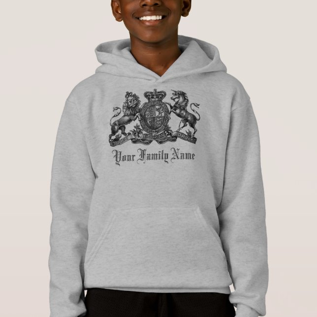 Din efternamnanpassadevapensköld lurar hoodien t-shirt (Framsida)