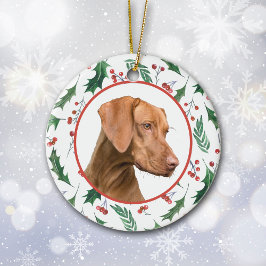 Din egen fotomall för Hund Red Berry Holly Gräns Julgransprydnad Keramik