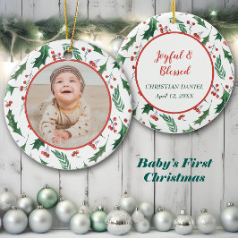 Din egen fotomall Red Berry Holly Gräns Julgransprydnad Keramik
