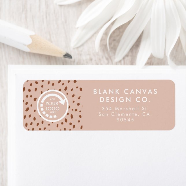 DIN EGEN LOGOTYP Beige & Boho Brown Dots Returadress Etikett (Insitu)