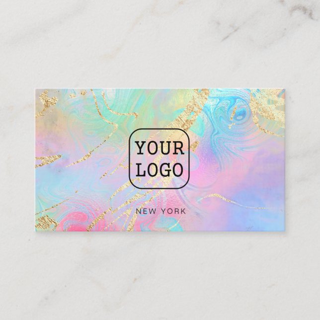 din egen logotyp på FAUX-holografisk effekt Visitkort (Framsida)