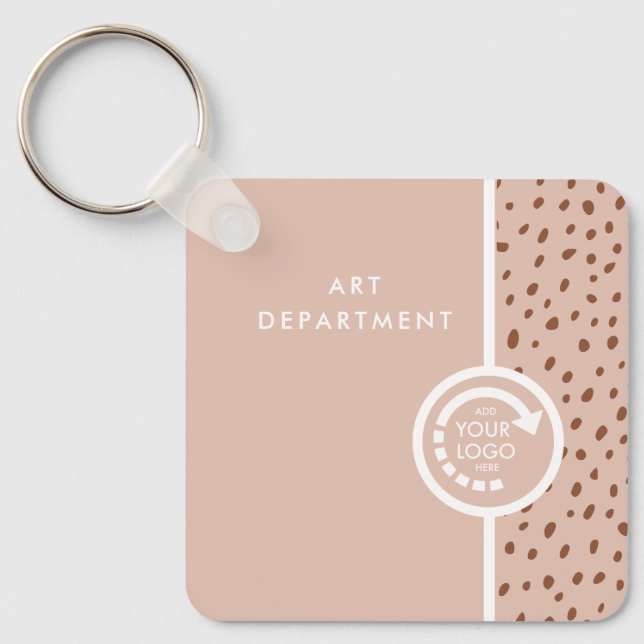 DIN EGEN LOGOTYP Trendig Beige & Terracotta Dots Nyckelring (Framsida)