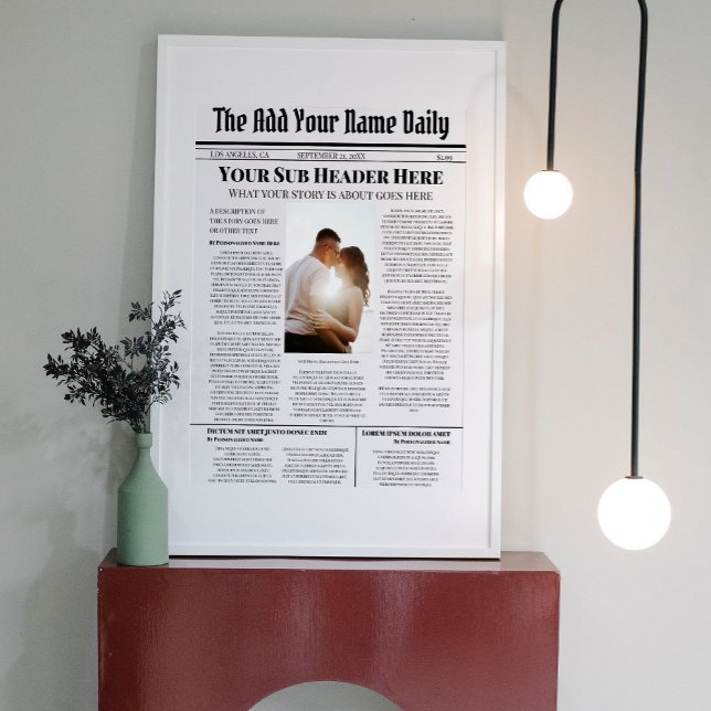 Din egen nyhetsartikel för Front Page-Personlig Poster (Skapare uppladdad)