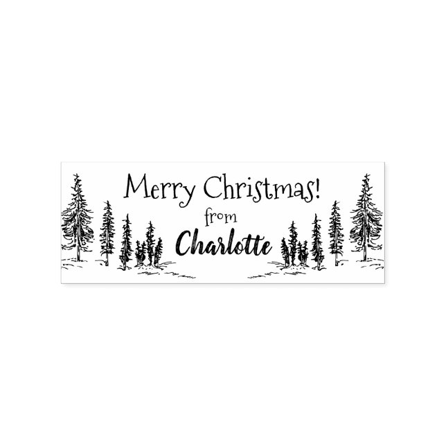 Din egen Vintage Rustic PineTrees God jul Stämpel (Tryck)