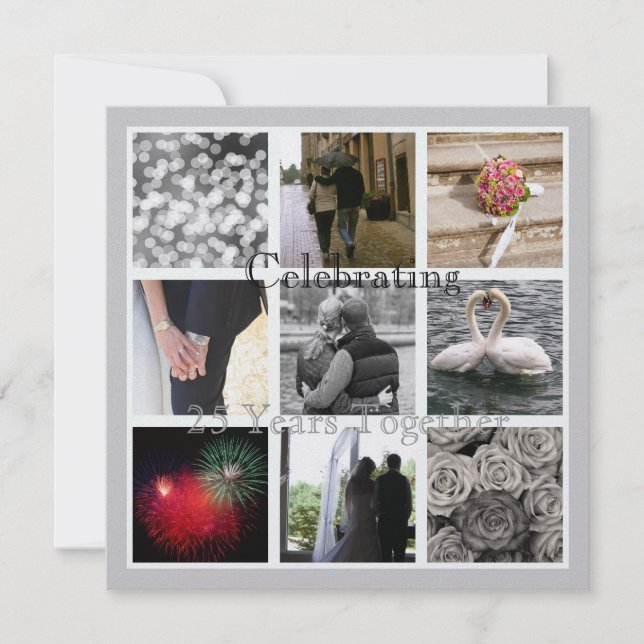 Din Elegant för fotokollaps på årsdagen Inbjudningar (Framsida)