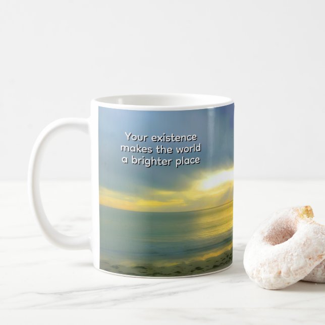 "Din existens gör världen till en ljusare plats" Kaffemugg (Med munk)