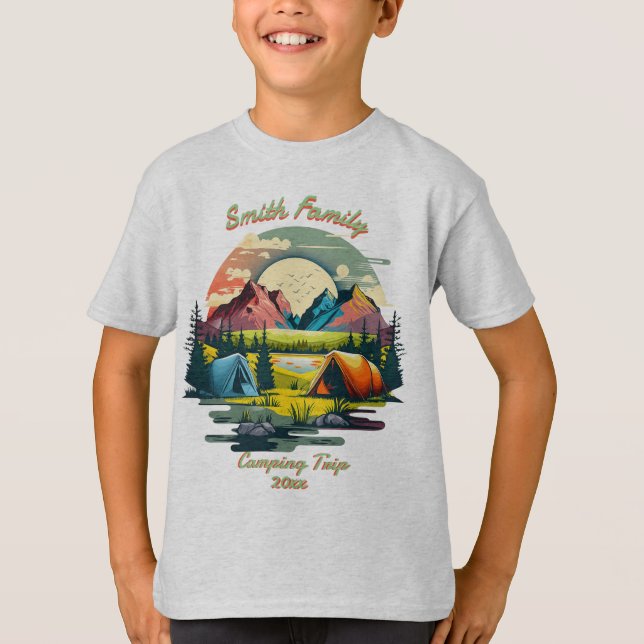 "Din familj" Camping Resa 20xx Anpassningsbar Boy' T Shirt (Framsida)