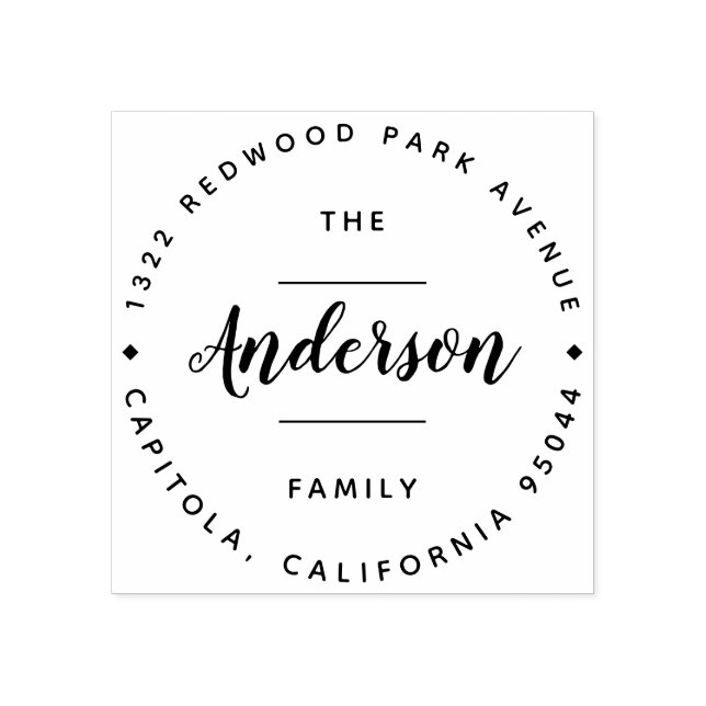 Din familj Namn | Handskript Adress Stämpel (Tryck)