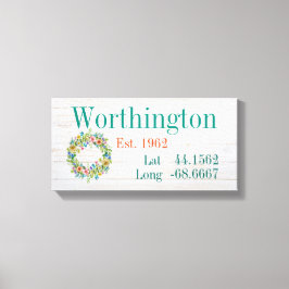 Din familj Namn Latitude och longitud Canvastryck