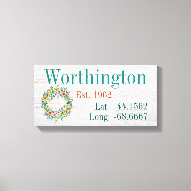 Din familj Namn Latitude och longitud Canvastryck (Framsida)