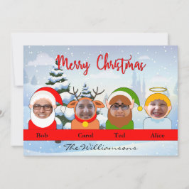 Din familj som Santa Reindeer Elf och Angel Photo Julkort