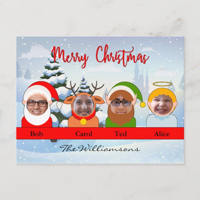 Din familj som Santa Reindeer Elf och Angel Photo Vykort (Framsida)