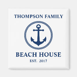 Din familjefäck Namn Beach House Sea Anchor White Magnet