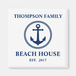 Din familjefästare Namn Beach House Sea Anchor Wh Magnet