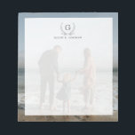 Din familjs fotobakgrund | Monogram för Anpassning Anteckningsblock<br><div class="desc">Ett anpassningsbar-anteckningsblock som innehåller ditt favoritfamiljefoto i bakgrunden tillsammans med ett namn och ett utsökt monogram mot grund.</div>