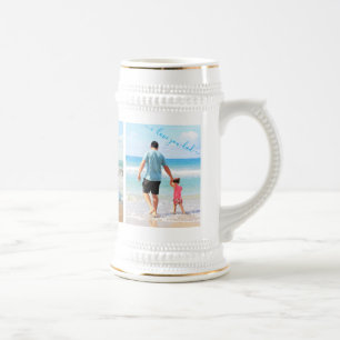Din Family Photo Collage Beer Stein med Text Sejdel