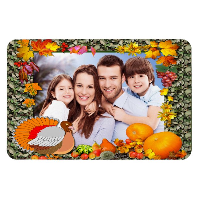 Din Family Photo Thanksgiving Turkey Magnet (Horisontell)