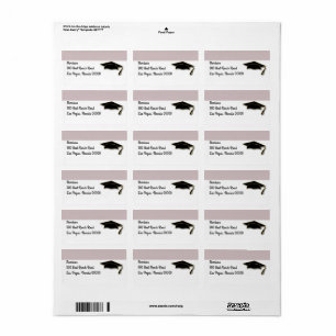 Din Färg Black Studentmössa Monogram Adressetikett