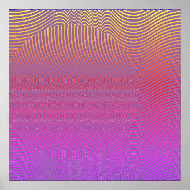 Din färg med Op Art Vågar Poster (Framsidan)