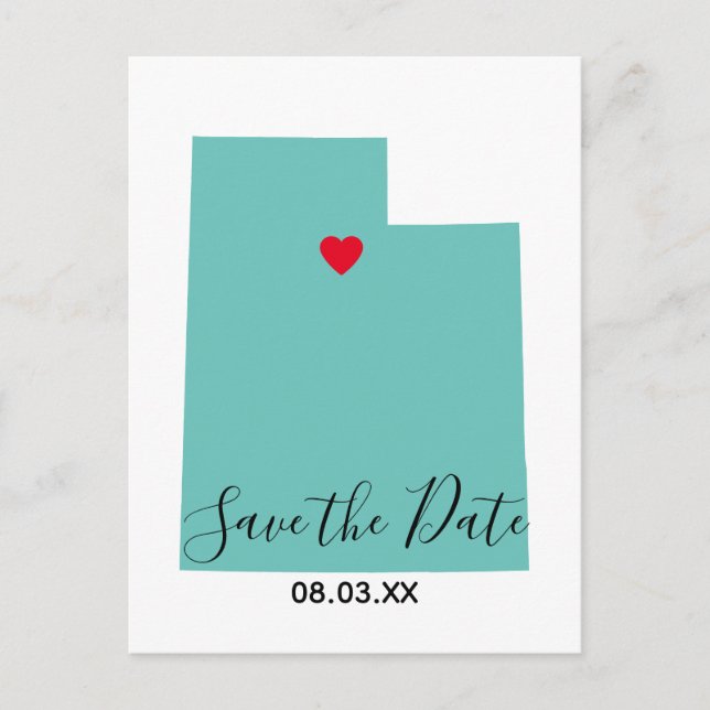 Din Färg Utah Karta-form Spara datum Meddelande Vykort (Framsida)