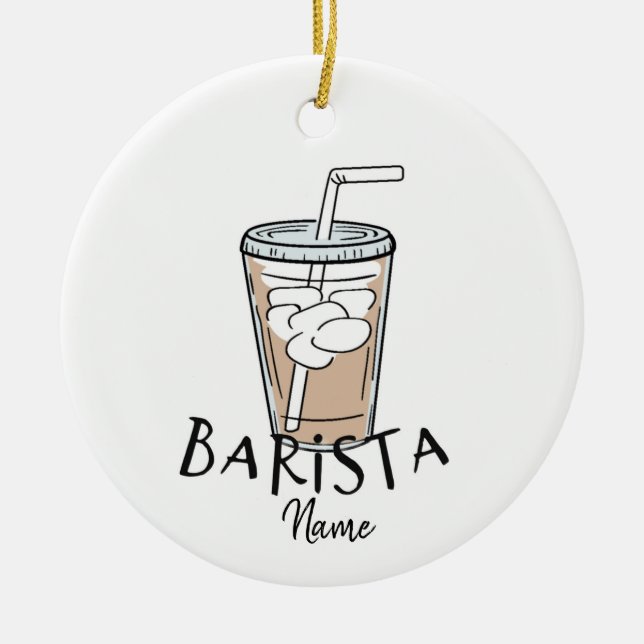 Din favorit Barista jul Ornamet Julgransprydnad Keramik (Framsidan)