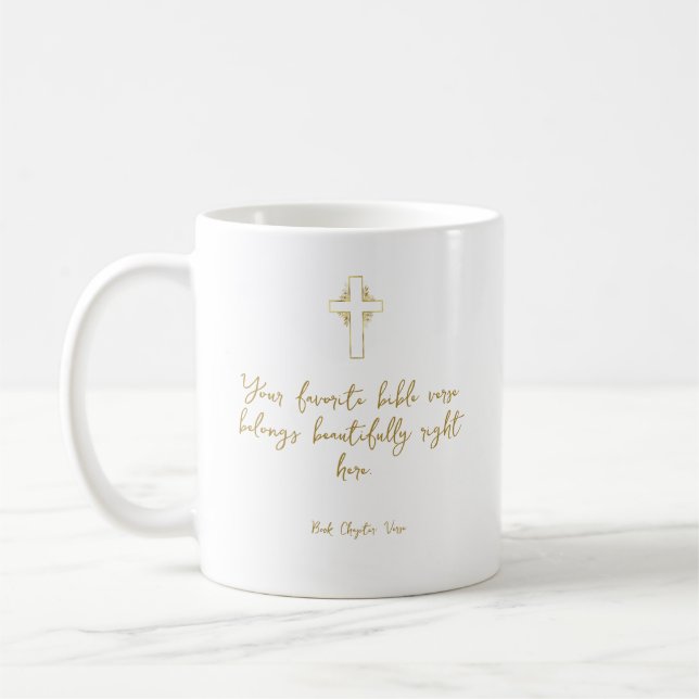 Din favoritbibelvers - guldkors kaffemugg (Vänster)