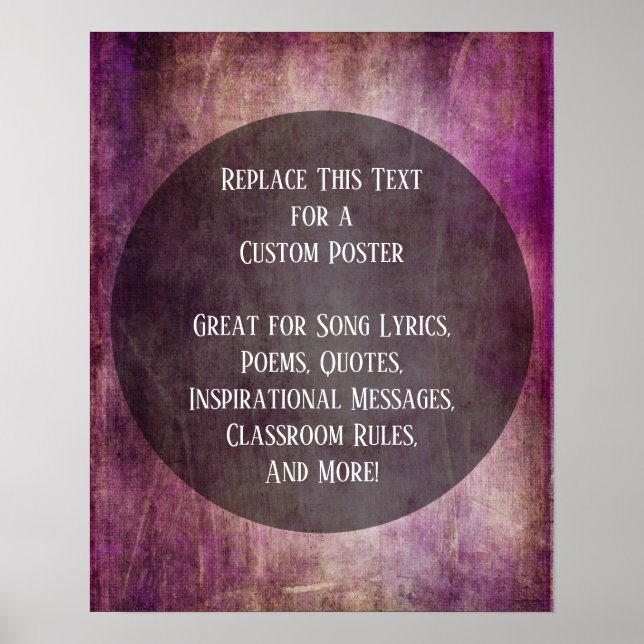 Din favoritcitat Berry & Brown Grunge på cirkel Poster (Framsidan)