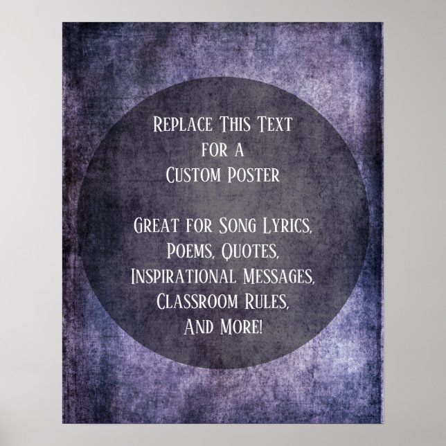 Din favoritcitattecken Mörk Lila Grunge med cirkel Poster (Framsidan)