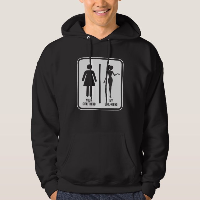 Din flickvän vs min flickvän hoodie (Framsida)