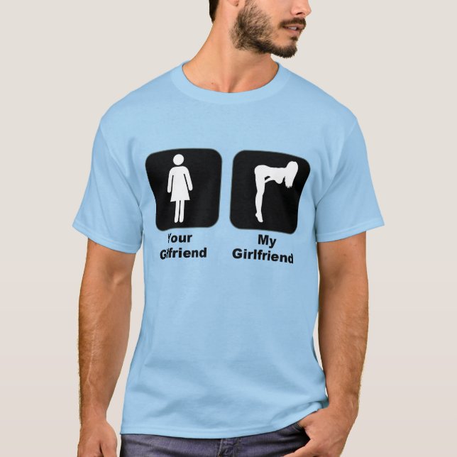 Din flickvän vs min flickvän tee shirt (Framsida)